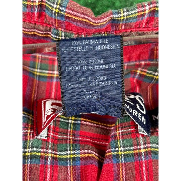 Vintage Chaps Ralph Lauren Red Plaid‎ Button Down Shirt Men’s Size Medium - Picture 7 of 8